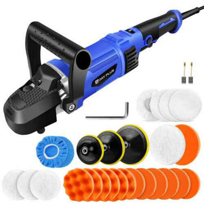 B&Q 1400W Electric Car Polisher, 6-Speed Rotary Buffer 800-3500Rpm With Handle, 150/180mm Pads