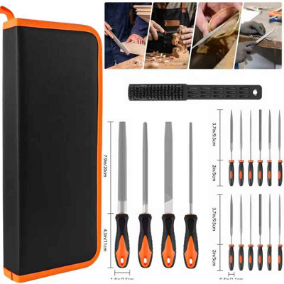 17Pcs Alloy Steel File Set Precision Round Half-Round Flat Square Triangular Hand File Steel Rasp Needle Filing Woodworking File from B&Q