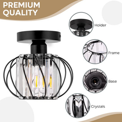 Crystal Ceiling Light E27 Modern Chandelier For Living Room Bedroom Hallway Blub Not Included from B&Q