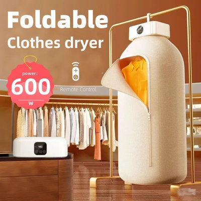  - 600W Mini Foldable Electric Clothes DryerPortable Travel Dryer With Timer & Dryer Bag