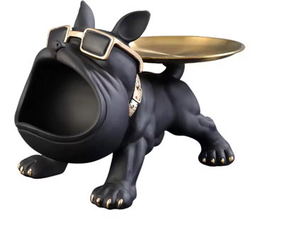 30Cm Charcoal Resin Bulldog Statue Storage BoxDog Figurine Home Decor Sculpture from B&Q