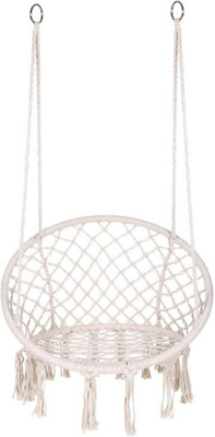  - Decorative Macrame Rope Swing Chair Hanging Hammock Style Seat For Garden Patio Or Indoor Lounging