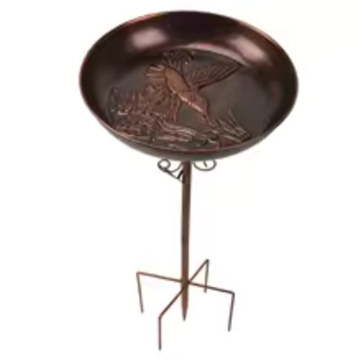 Bird Bath Tray With Stake Metal Weather Proof Vintage Freestanding Birdfeeder Birdbath For Outdoor Garden Decoration from B&Q