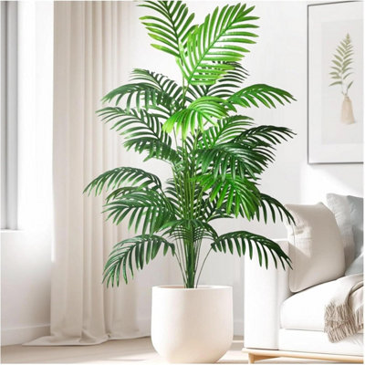 - 1Pc Large Artificial Palm Plant Tall Faux Tropical Tree With Leaves Flower9 Leaves Pot Not Included