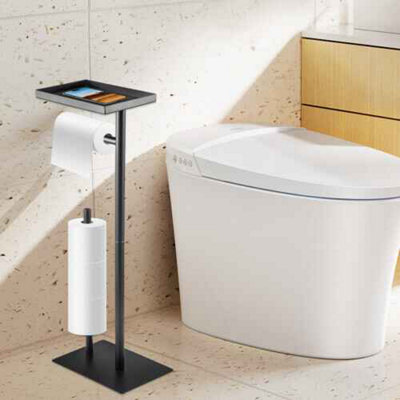 Toilet Roll Holder Free Standing Black Toilet Paper Holder Stand