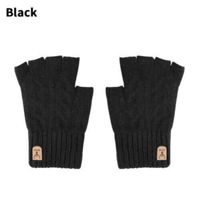 Mens Womens Thermal Fingerless Gloves Knitted Warm Winter Half Finger from B&Q