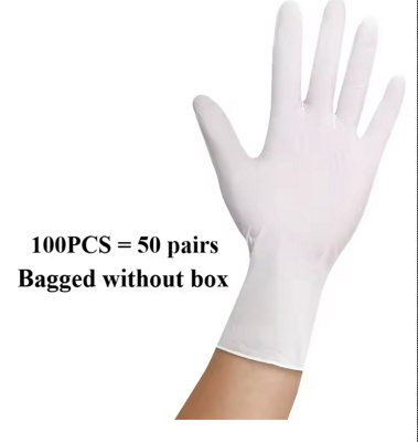  - Medium 100Pcs White Nitrile Disposable Gloves,latex Free,powder,household Gloves For Cooking Food Safe Cleaning Work Glove