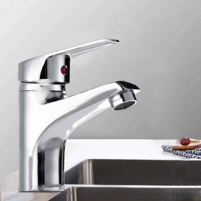  - Chrome Basin Mixer Tap Hot & Cold Water FaucetSingle Hole