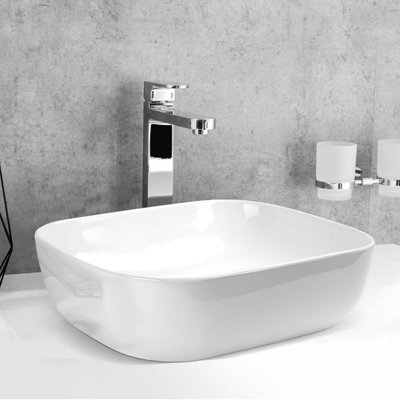  - White Contemporary 460mm Bathroom Vanity Sink Stylish Ceramic Countertop Basin 46Cm