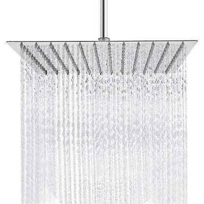 Waterfall Rain Shower Head  Large Square Chrome Design For Spa Like Bath Experience from B&Q