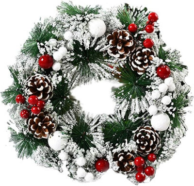 Snowy Pine Cone Wreath  32Cm Artificial Christmas Decoration For Home Or Office from B&Q