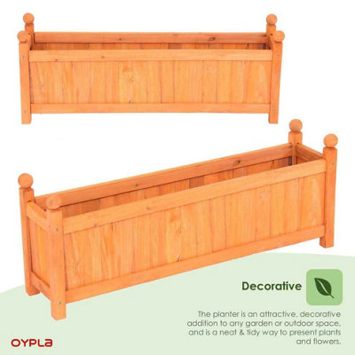 Large Garden Wooden Rectangular Flower Planter Ornamental Plant Pot from B&Q