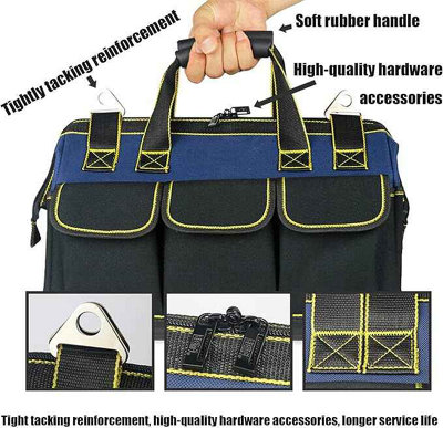 B&Q Multifunctional Tool Bags 1680D Oxford Cloth Electrician Bags Waterproof And Wear-Resistant High Capacity Storage Bags