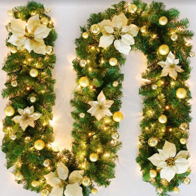 Christmas Led Rattan Garland DecorativeChristmas Garland Artificial Tree Rattan Banner Decoration Wreath from B&Q