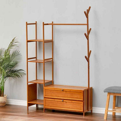 Freestanding Bamboo Clothes Rack ,storage Organizer With Shelves For Tidy And Stylish Home Décor from B&Q