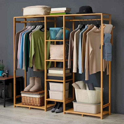 Wooden Clothes Rack With Hooks Storage Organizer Shelf For Tidy And Stylish Home Decoration from B&Q
