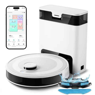 B&Q Robot Vacuum And Mop With Self Emptying , 6000Pa Suction, Dtof Laser Navigation, Obstacle Avoidance, Wi-Fi & Alexa Control