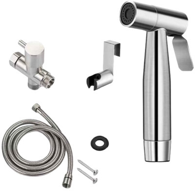 B&Q Stainless Steel Handheld Bidet Sprayer Kit Bathroom Faucet Set With Self Cleaning Shower Head For Personal Hygiene
