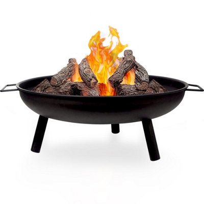 firepit 58Cm Steel Fire Pit  Portable Wood Burning Bowl With Handles & Poker from B&Q