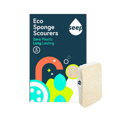 Seep Eco Sponges Washing Up4 Pack Multipack Compostable Kitchen SpongeCleaning Made Using LoofahScourer from B&Q