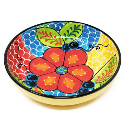 Verano Spanish Ceramics Classic Spanish Hand Painted Pattern Kitchen Dining Food Bowl 26Cm Fish Scales from B&Q