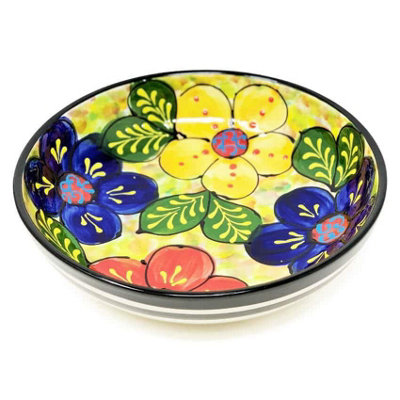 B&Q -  Classic Spanish Hand Painted Pattern Kitchen Dining Shallow Bowl 23Cm Floral