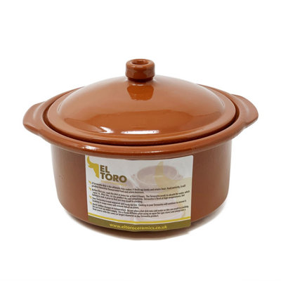 Verano Spanish Ceramics El Toro Glazed Terracotta Brown Kitchen Dining Lidded Casserole Dish 1.5L from B&Q