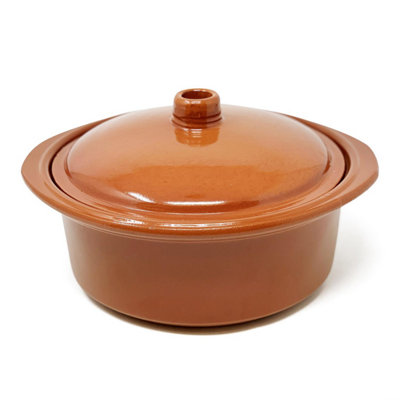 Verano Spanish Ceramics El Toro Glazed Terracotta Brown Kitchen Dining Lidded Casserole Dish 2.5L from B&Q