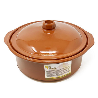 Verano Spanish Ceramics El Toro Glazed Terracotta Brown Kitchen Dining Lidded Casserole Dish 4.5L from B&Q
