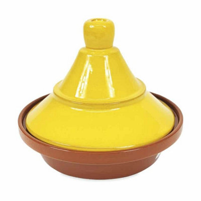 B&Q -  Selena Hand Dipped Glaze Yellow Ceramic Kitchen Dining Cookware Tagine Dish (Diam) 27Cm