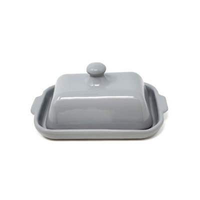 Verano Spanish Ceramics Rustic Pastel Fully Dipped Terracotta Kitchen Dining Butter Dish Grey 20Cm L X 13Cm W (Internal 4.5Cm H) from B&Q
