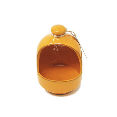 B&Q -  Selena Glazed Hand Dipped Solid Colour Kitchen Dining Salt Pig Orange (D) 11Cm