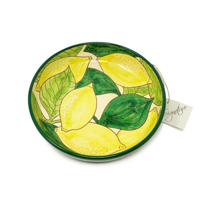 B&Q -  Signature Lemons Hand Painted Ceramic Kitchen Dining Salad/fruit Bowl (Diam) 23Cm