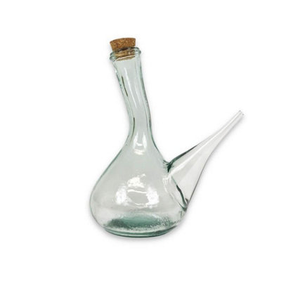 B&Q -  Recycled Glass Spanish Porron Decanter/pourer With Cork 750Ml20Cm (W) X 23Cm (H)