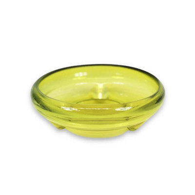 B&Q -  Recycled Glass Kitchen Dining Room Home Décor Ola Footed Glass BowlYellow 24.5Cm (W)