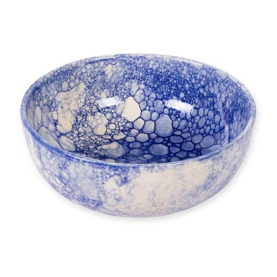 Verano Spanish Ceramics Burbujas Kitchen Dining Round Bowl (Diam) 23Cm Blue/White