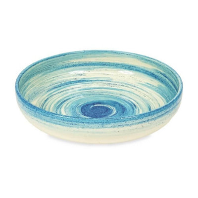 Verano Spanish Ceramics Large Bowl - Pastel Beach - Blue Ceramic - 27cm Diameter - Image 3