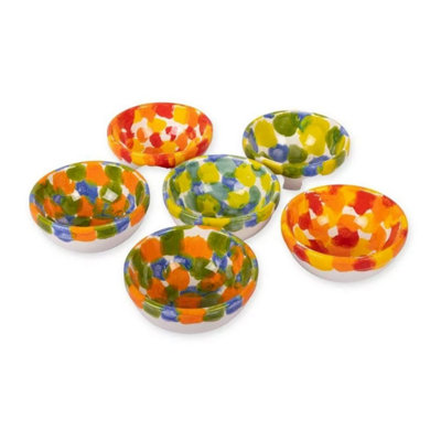 B&Q -  Petalo Hand Painted Ceramic Tapas Bowls Mixed Set Of 6 X 9Cm