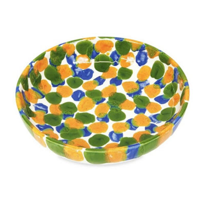Verano Spanish Ceramics Petalo Hand Painted Ceramic Shallow Serving Bowl 23Cm In Blue