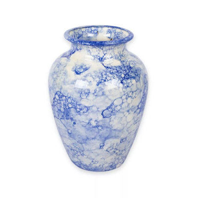 Verano Spanish Ceramics Blue/White Burbujas & Ceramic Vase Home Décor (H) 28Cm