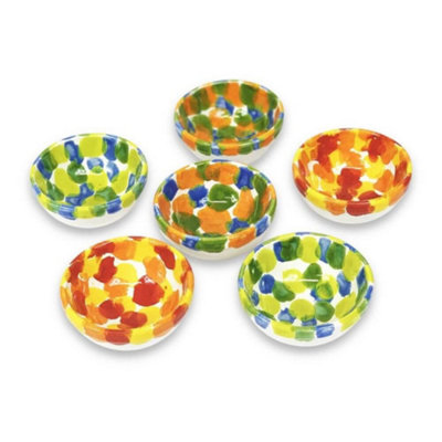 B&Q -  Petalo Hand Painted Ceramic Tapas Bowls Mixed Set Of 6 X 12Cm