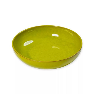 Verano Spanish Ceramics Selena Glazed Hand Dipped Kitchen Dining Large Bowl Lime (Diam) 30Cm Green
