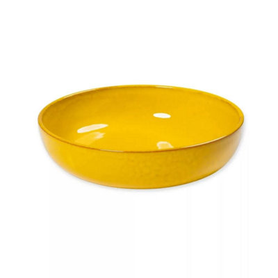 Verano Spanish Ceramics Selena Glazed Hand Dipped Kitchen Dining Large Bowl (Diam) 30Cm Yellow