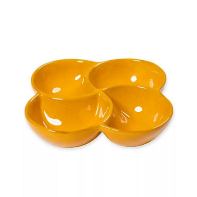 Verano Spanish Ceramics Selena 4 Past Section Snack Dish Glazed Hand Dipped Kitchen Dining Dishware 25Cm (D) Orange from B&Q