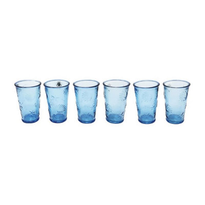 B&Q -  Recycled Glass Beyond The Sea Blue/clear Set Of 4 Kitchen Dining Drinking Tumblers 6 X 300Ml