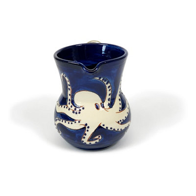 Verano Spanish Ceramics Signature Blue & White Octopus Hand Painted Ceramic Kitchen Small Pourer Jug 0.5L White from B&Q