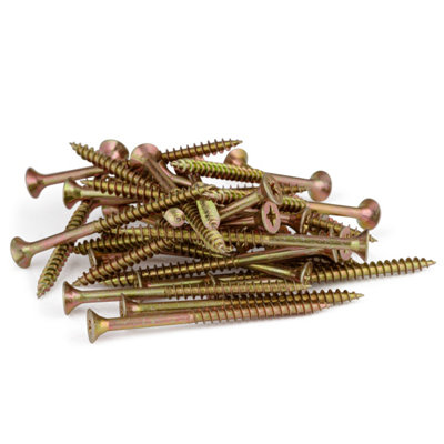 XFORT Sequal Multi Purpose Screws, Wood Screws Yellow & Zinc Screws Passivated, M5 X 100mm (Box Of 100)