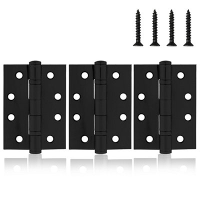  - 100mm Ball Bearing Internal Door Hinges In Matt Black3 Pack