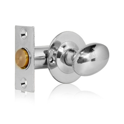 Rack Bolt Security Kit In Polished SilverOval Turn Knob With 55mm Rack Bolt from B&Q