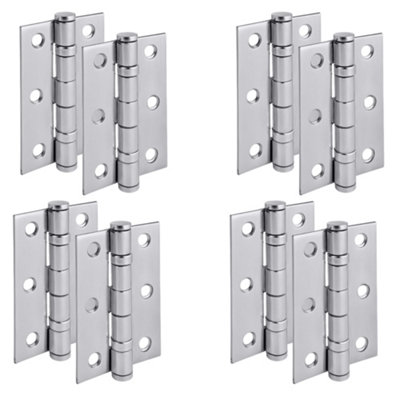  - 75mm Ball Bearing Internal Door Hinges In Polished Chrome8 Pack
